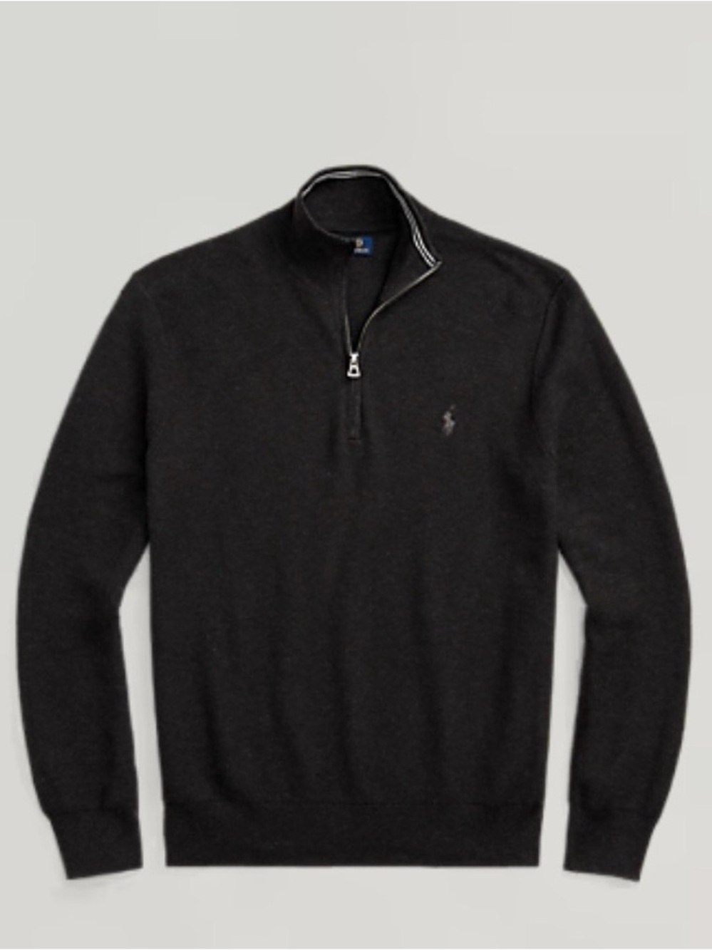 NWOT Polo Ralph Lauren Mesh Knit Quarter Zip Cotton Sweater Mens L Charcoal Grey